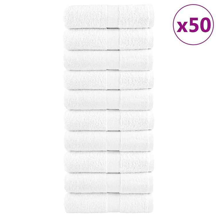 vidaXL Toalhas de bidé premium SOLUND 50 pcs 30x50 cm 600 gsm branco 1