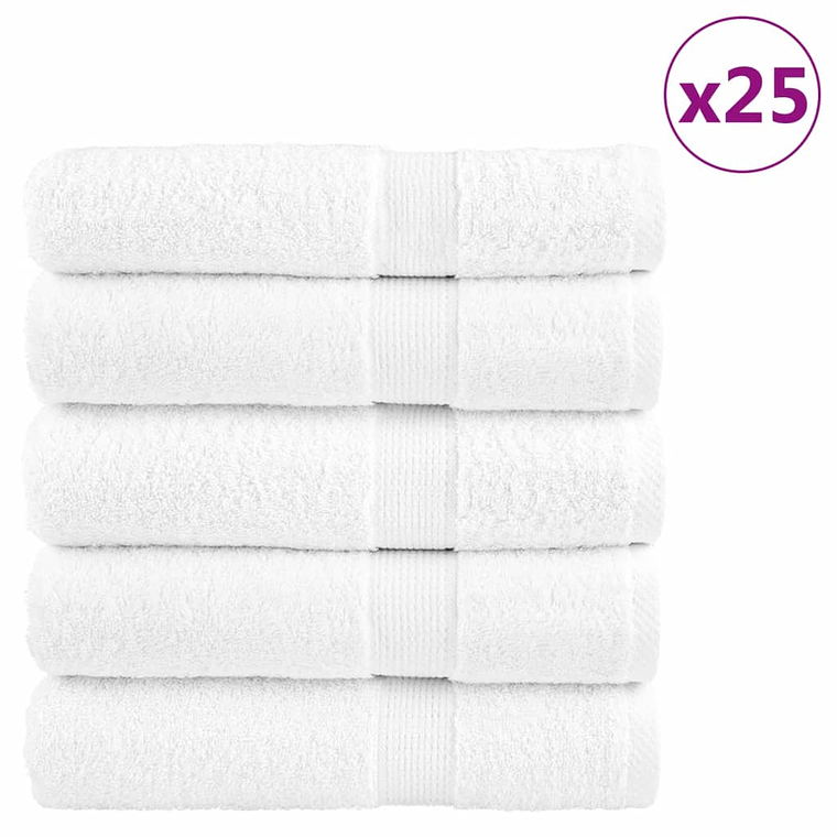 vidaXL Toalhas de banho premium SOLUND 25pcs 100x150cm 600 gsm branco 1