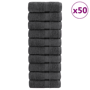 vidaXL Toalhas de rosto premium SOLUND 50 unidades Antracite 30x30 cm 600 g/m²