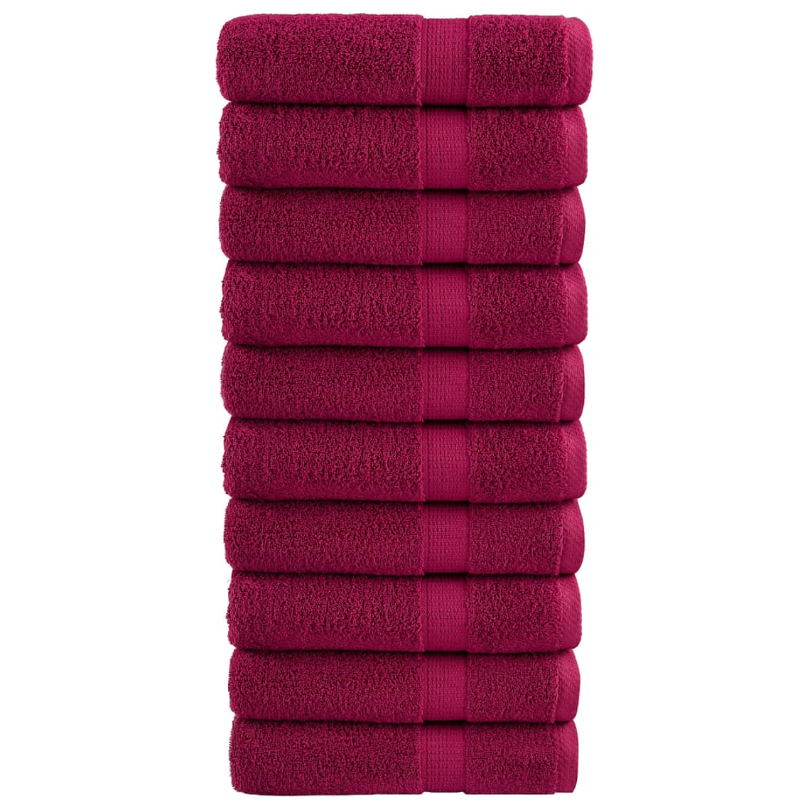 vidaXL Toalhas de banho premium SOLUND 10pcs 100x150 cm 600 gsm bordô 1