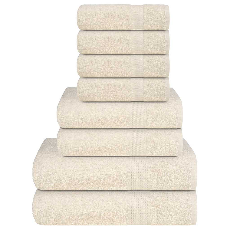 vidaXL 8 pcs Conjunto de toalhas FROGN 360 g/m² creme 1