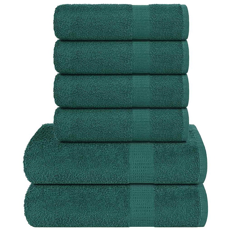 vidaXL 6pcs Conjunto de toalhas FROGN 360 g/m² verde 1