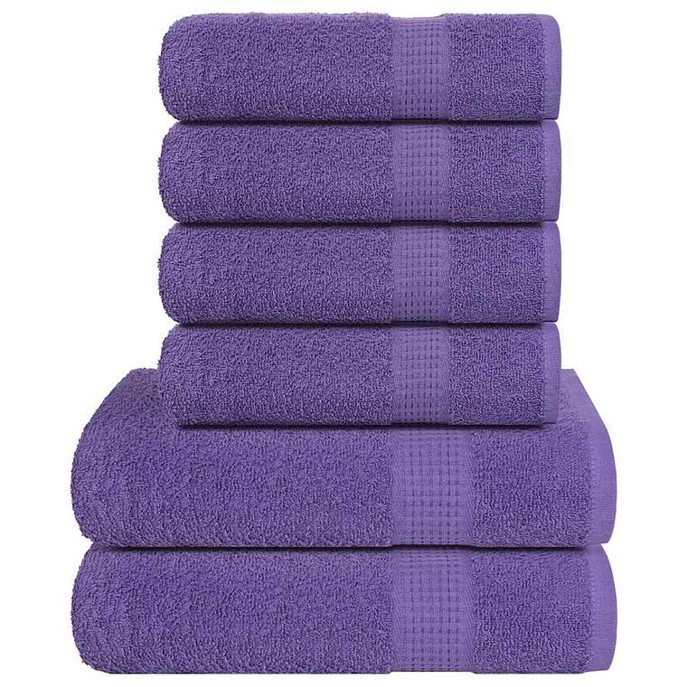vidaXL 6pcs Conjunto de toalhas FROGN 360 g/m² roxo 1