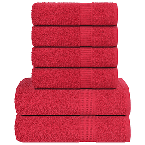vidaXL 6pcs Conjunto de toalhas FROGN 360 g/m² vermelho