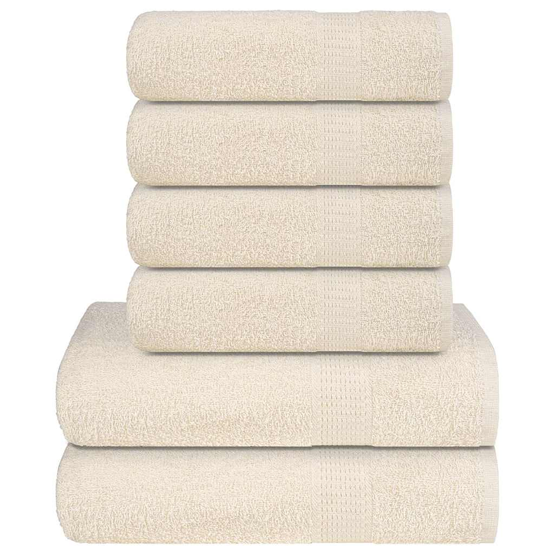 vidaXL 6 pcs Conjunto de toalhas FROGN 360 g/m² creme 1