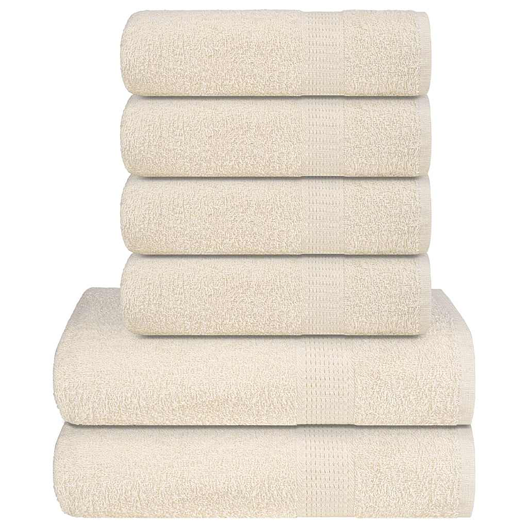 vidaXL 6 pcs Conjunto de toalhas FROGN 360 g/m² creme 1