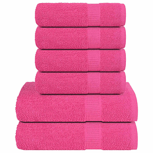 vidaXL 6pcs Conjunto de toalhas FROGN 360 g/m² rosa