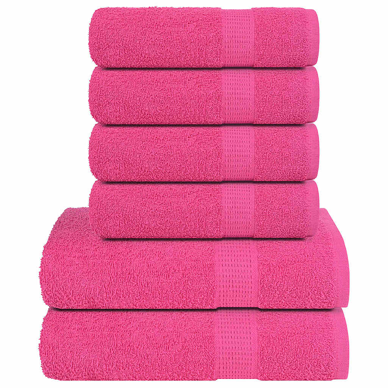 vidaXL 6pcs Conjunto de toalhas FROGN 360 g/m² rosa 1
