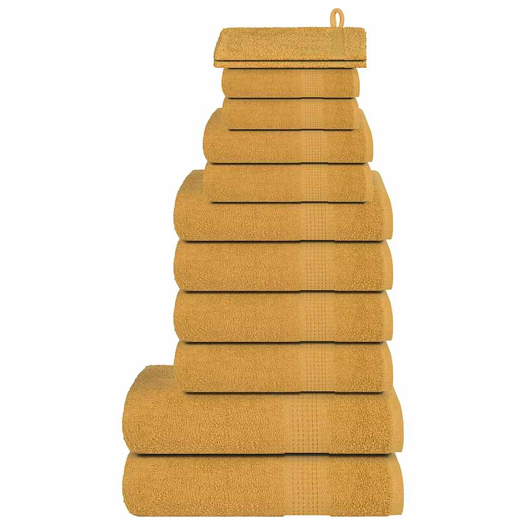 vidaXL 12pcs Conjunto de toalhas FROGN 360 g/m² dourado 1