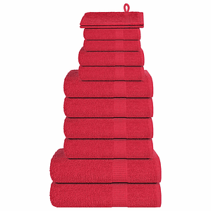 vidaXL 12pcs Conjunto de toalhas FROGN 360 g/m² vermelho