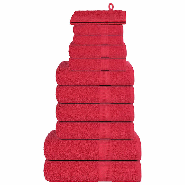 vidaXL 12pcs Conjunto de toalhas FROGN 360 g/m² vermelho 1