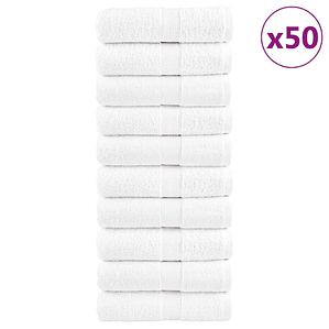 vidaXL Toalhas de rosto premium SOLUND 50 unidades, brancas, 30x30 cm, 600 g/m²