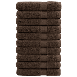 vidaXL Toalhas premium SOLUND 10 pcs 100x200 cm 600 gsm castanho