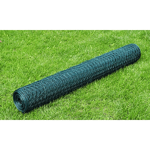 vidaXL Cerca de arame de galinheiro c/ revestimento em PVC 25x1m verde