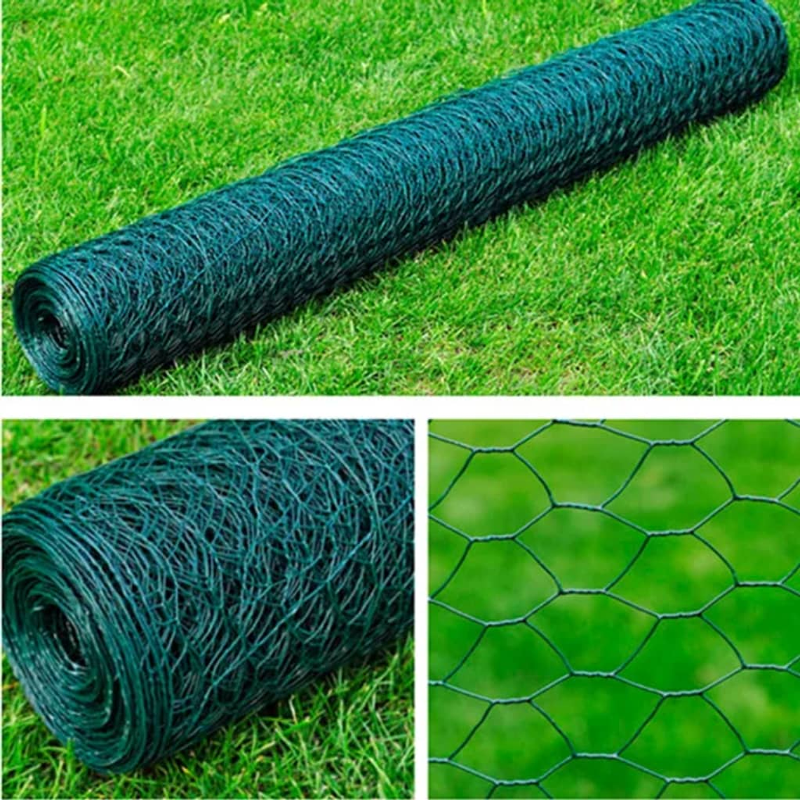 vidaXL Cerca de arame hexagonal 1x25 m aço verde-escuro 1