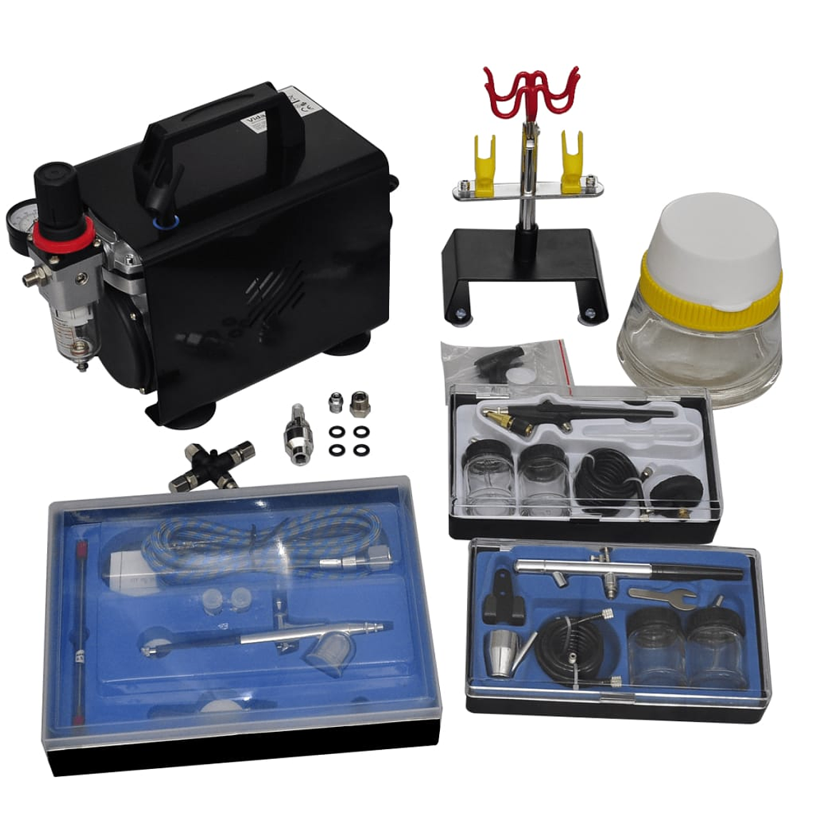 vidaXL Conjunto de compressor de ar com 3 aerógrafos 1