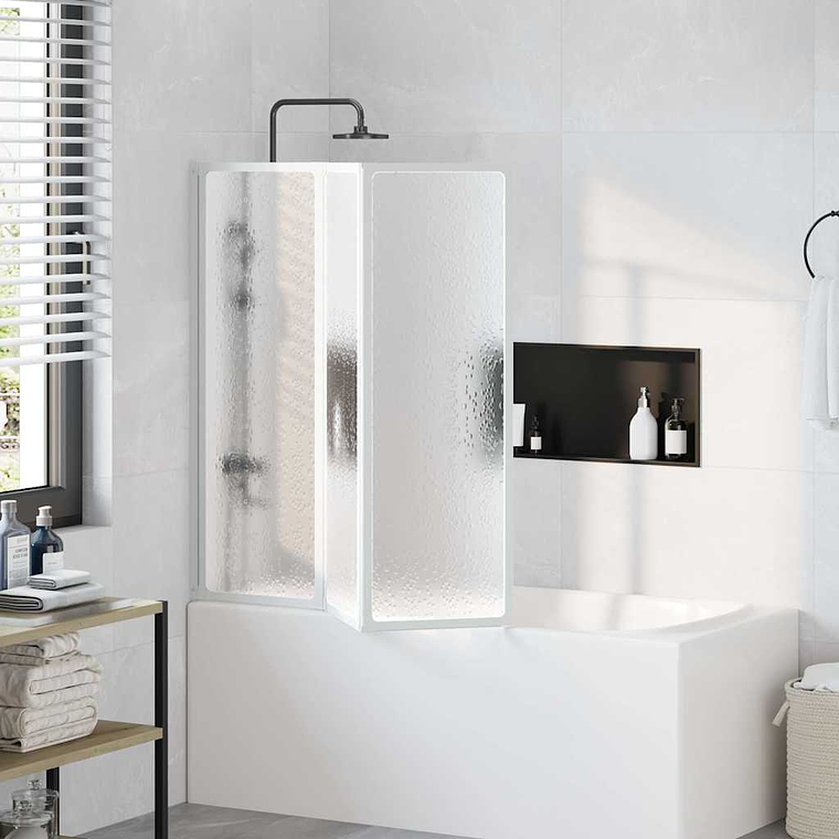 Painel de vidro dobrável para duche 3 peças 117 x 120 cm 1