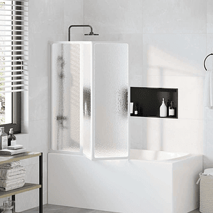Painel de vidro dobravel para banheira 3 peças 141 x 132 cm 