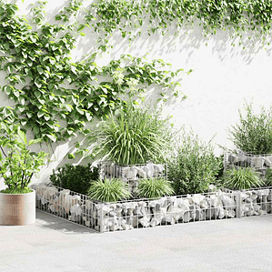 vidaXL Gabião para plantas em aço galvanizado 120x120x20 cm