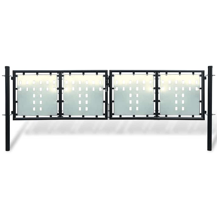 vidaXL Portão de cerca de porta única preto 300x75 cm 1