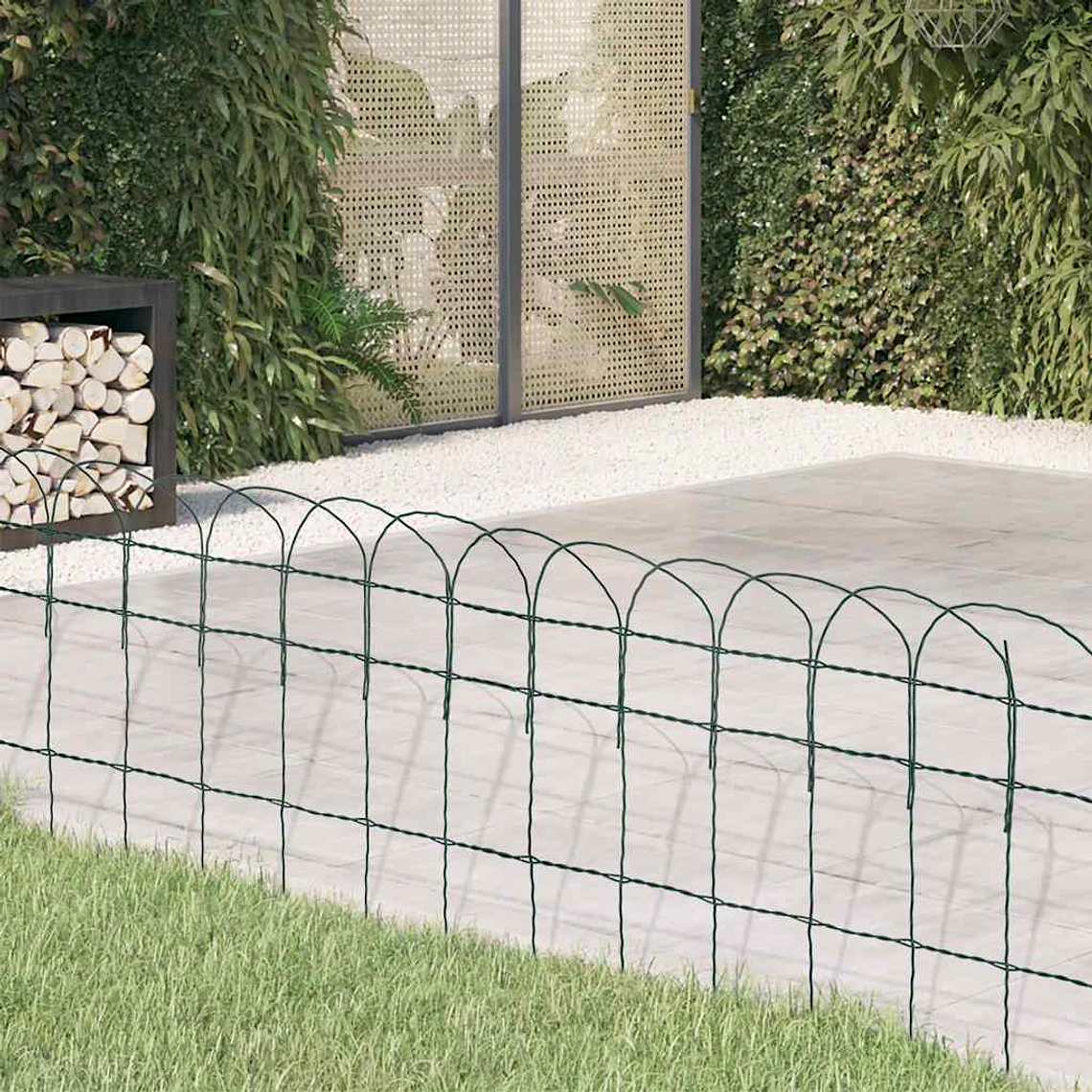 vidaXL Cerca divisória para jardim em ferro revestido a pó 10x0,4 m 1