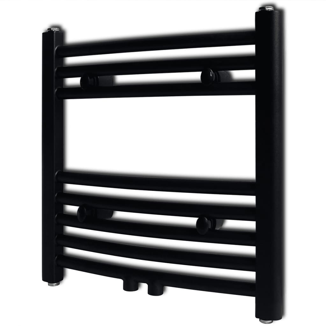 vidaXL Aquecedor toalhas casa de banho curvo 480 x 480 mm preto 1