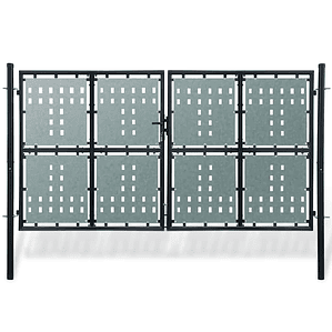 vidaXL Portão de cerca de porta única preto 300x150 cm