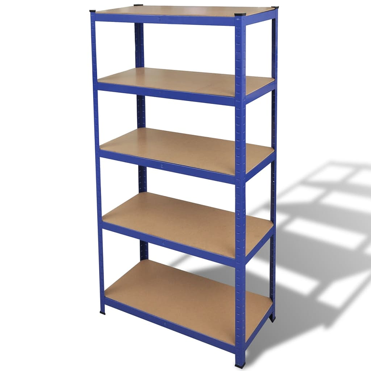 VidaXL 5-Layer Storage Shelf Blue Steel&Madeira de engenharia 1