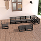 Conjunto Lounge de Jardim 9 Peças em Pinho Maciço Preto | Configuração Modular para Relaxamento - Thumbnail 1