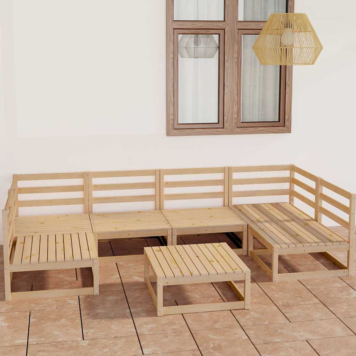 vidaXL 7 pcs conjunto lounge de jardim pinho maciço 1