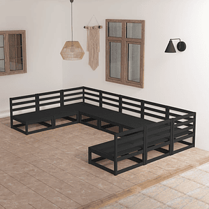 vidaXL 9 pcs conjunto lounge de jardim pinho maciço