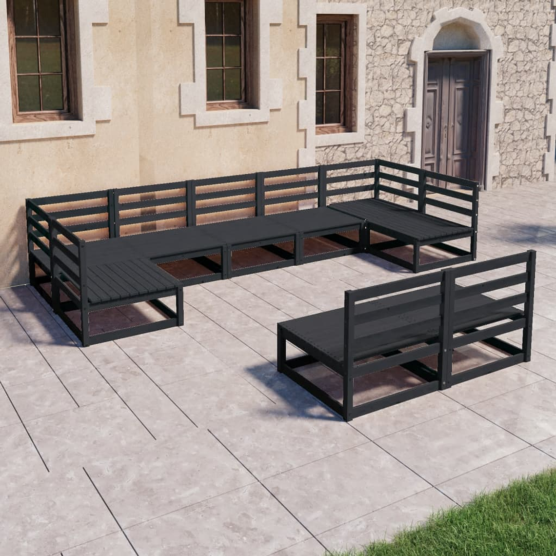 vidaXL 9 pcs conjunto lounge de jardim pinho maciço 1