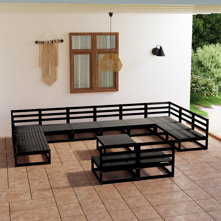 vidaXL 13 pcs conjunto lounge de jardim pinho maciço 1