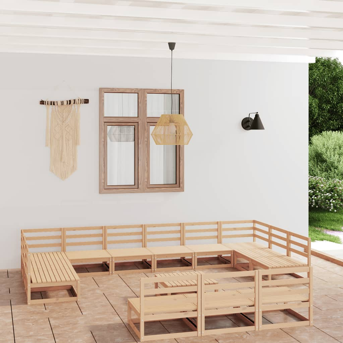 vidaXL 14 pcs conjunto lounge de jardim pinho maciço 1