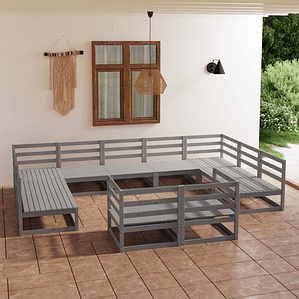 vidaXL 11 pcs conjunto lounge de jardim pinho maciço