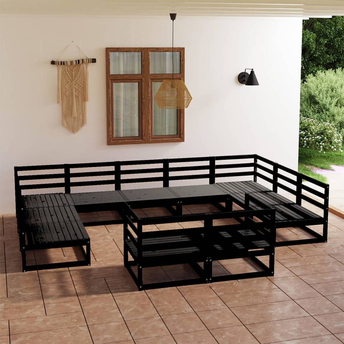 vidaXL 11 pcs conjunto lounge de jardim pinho maciço 1