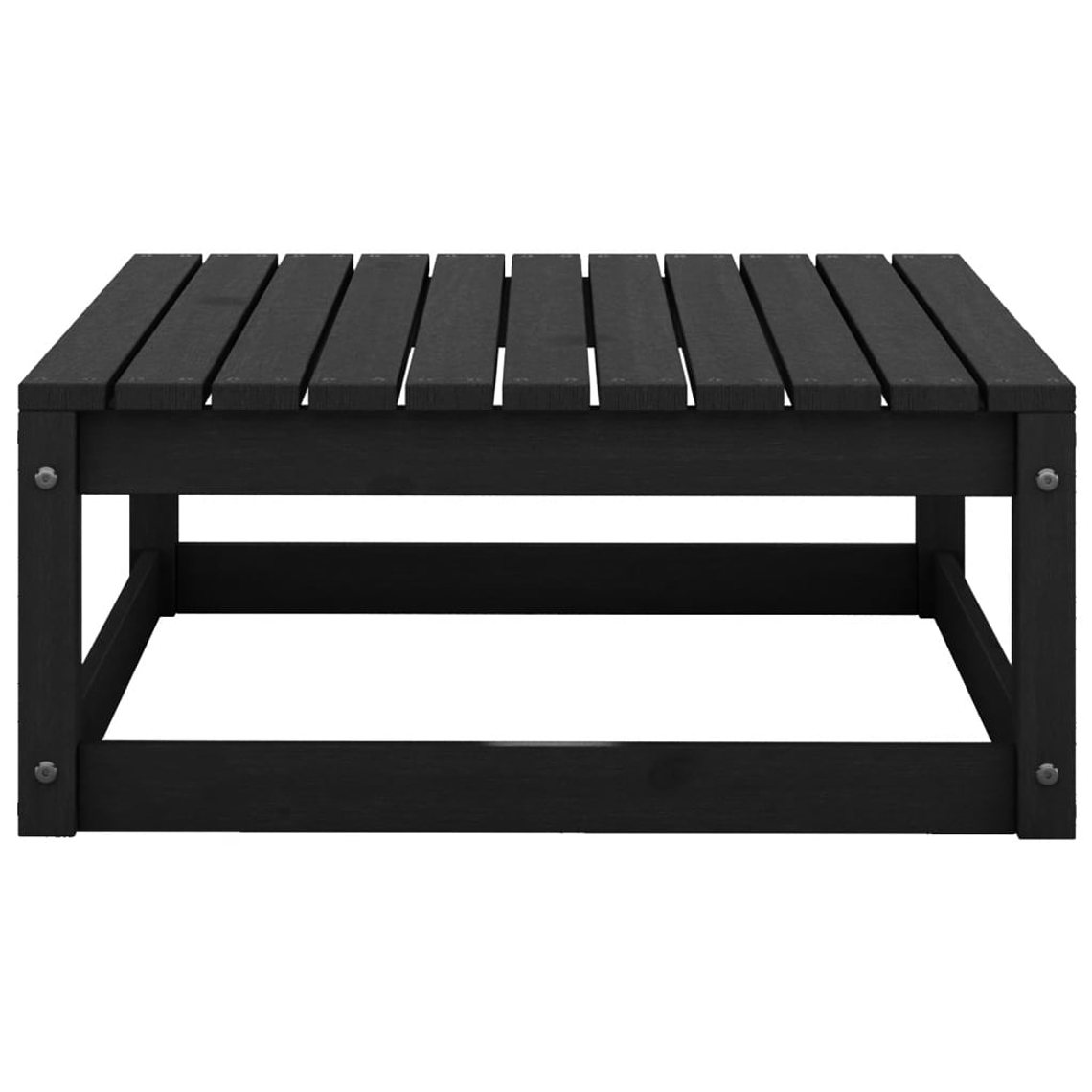 Conjunto Lounge de Jardim 10 Peças em Pinho Maciço Preto | Sofás e Mesa Modular para Exterior 4