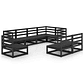 8-Piece Garden Lounge Set in Solid Black Pine | Sofas and Table for Outdoor Use - thumbnail 7