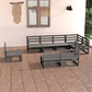 8-Piece Garden Lounge Set in Solid Black Pine | Sofas and Table for Outdoor Use - thumbnail 11