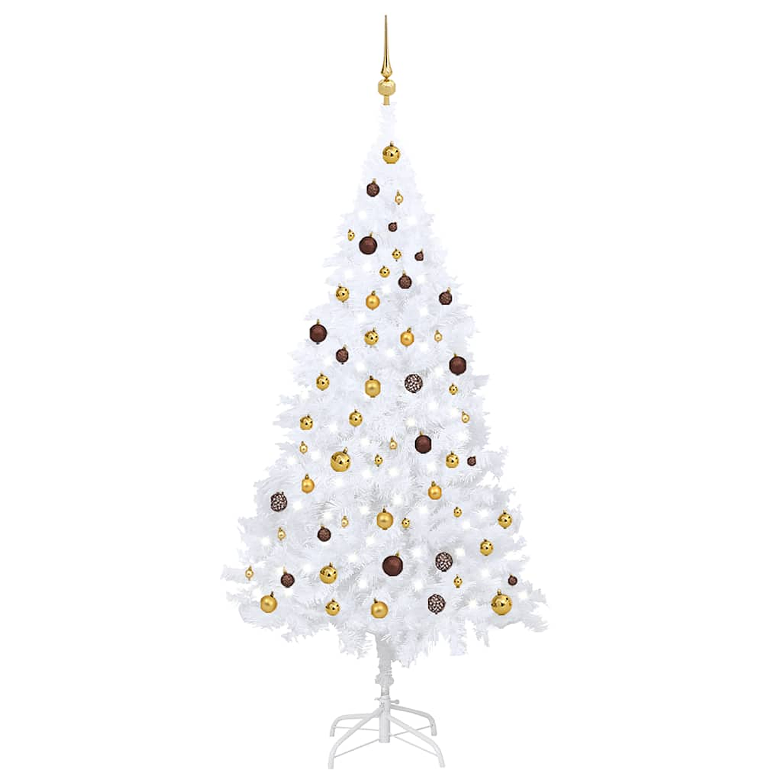 vidaXL Árvore Natal artificial pré-iluminada c/ bolas PVC branco 1