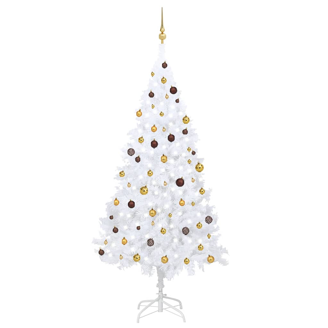 vidaXL Árvore Natal artificial pré-iluminada c/ bolas branco 1