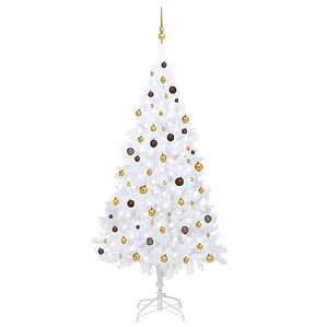 vidaXL Árvore Natal artificial pré-iluminada c/ bolas branco