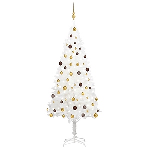 vidaXL Árvore Natal artificial pré-iluminada c/ bolas 210 cm branco