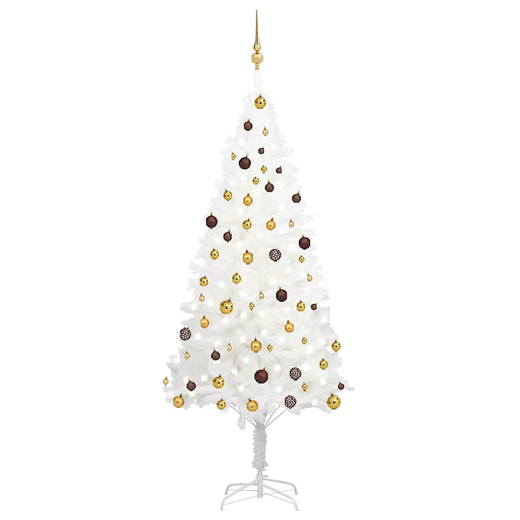 vidaXL Árvore Natal artificial pré-iluminada c/ bolas 210 cm branco 1