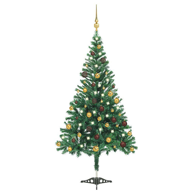 vidaXL Árvore de Natal artificial pré-iluminada c/ bolas 910 ramos 1