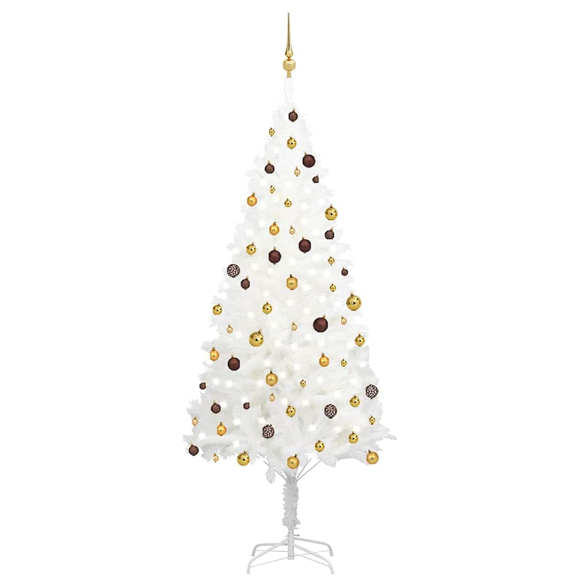 vidaXL Árvore Natal artificial pré-iluminada c/ bolas branco 1