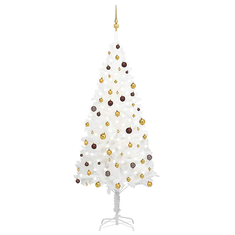 vidaXL Árvore Natal artificial pré-iluminada c/ bolas branco 1