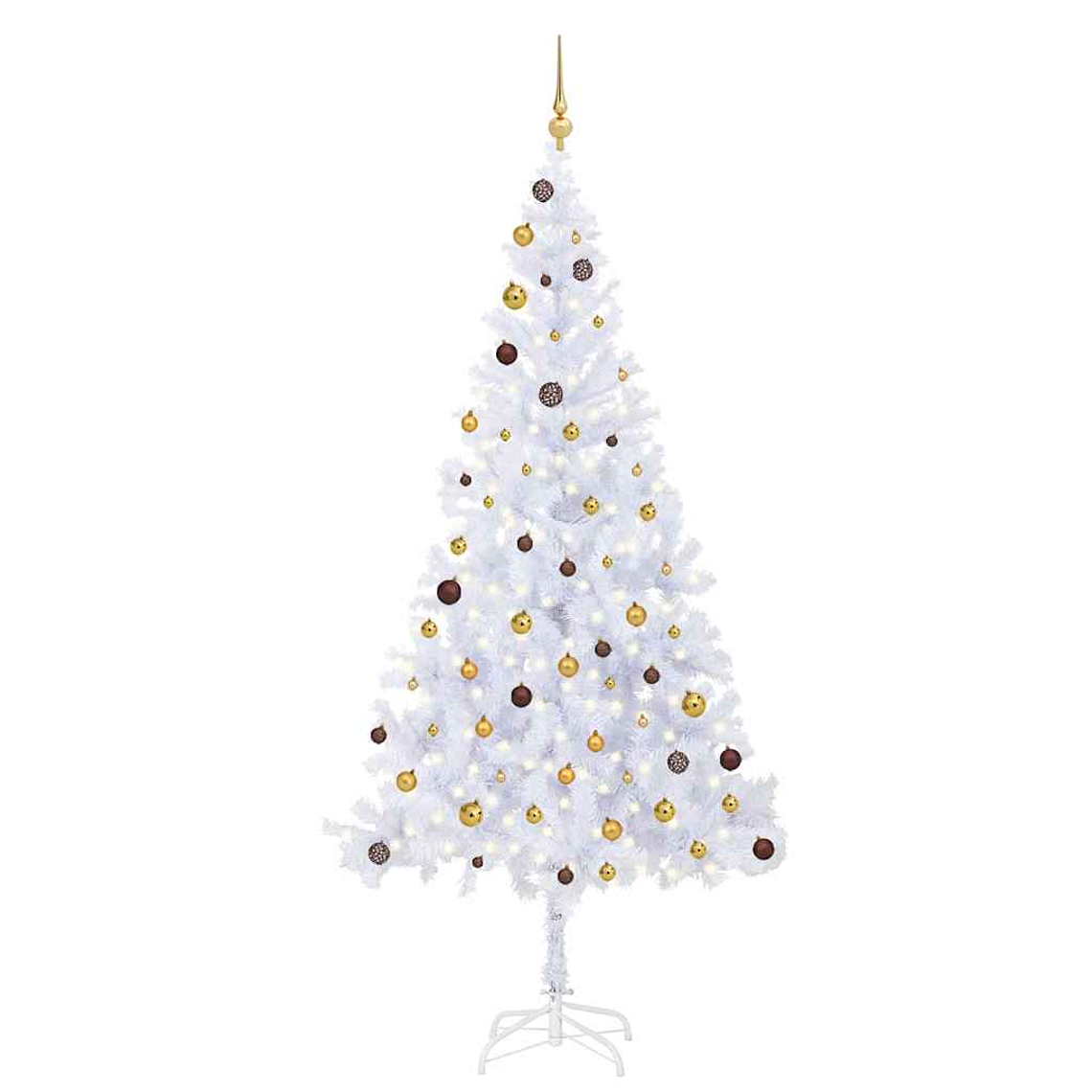 vidaXL Árvore de Natal artificial pré-iluminada c/ bolas 910 ramos 1