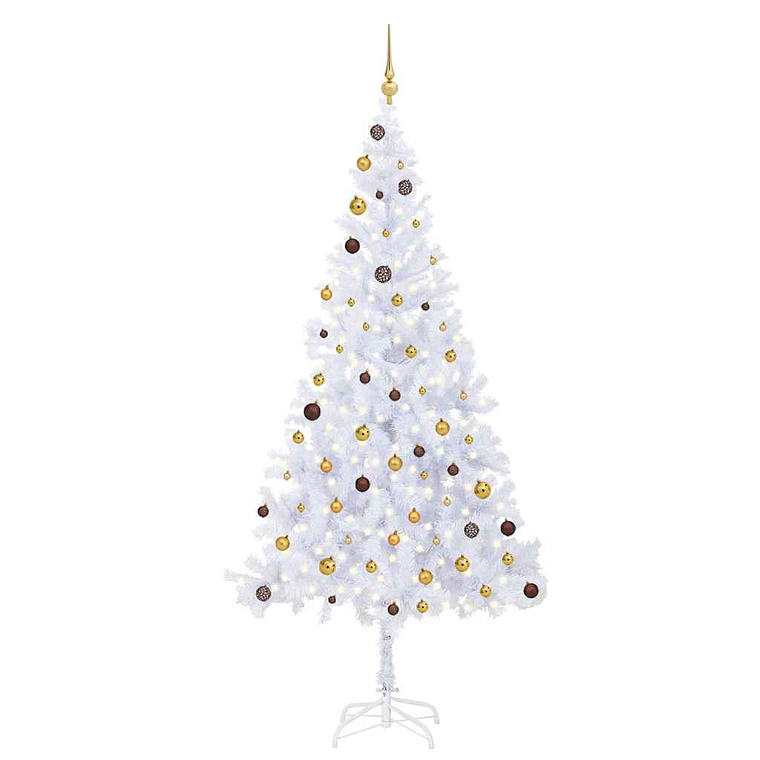 vidaXL Árvore de Natal artificial pré-iluminada c/ bolas 910 ramos 1