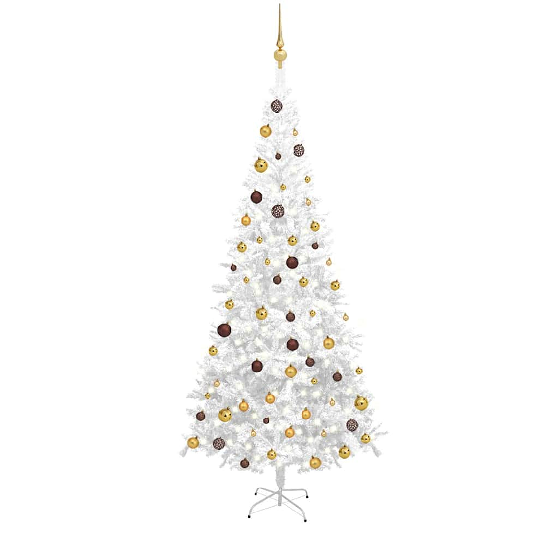 vidaXL Árvore Natal artificial pré-iluminada c/ bolas branco 1